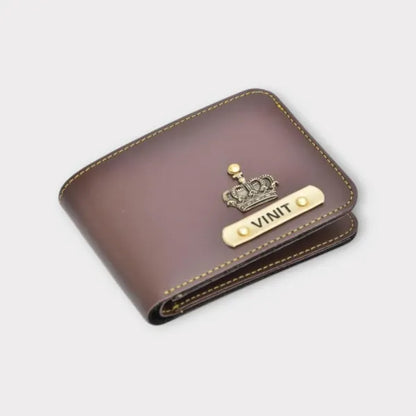 Men’s Leather Wallet Customized With Name and Your Chosen Charm
