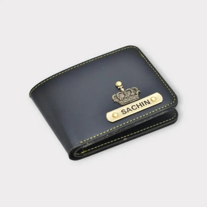 Men’s Leather Wallet Customized With Name and Your Chosen Charm