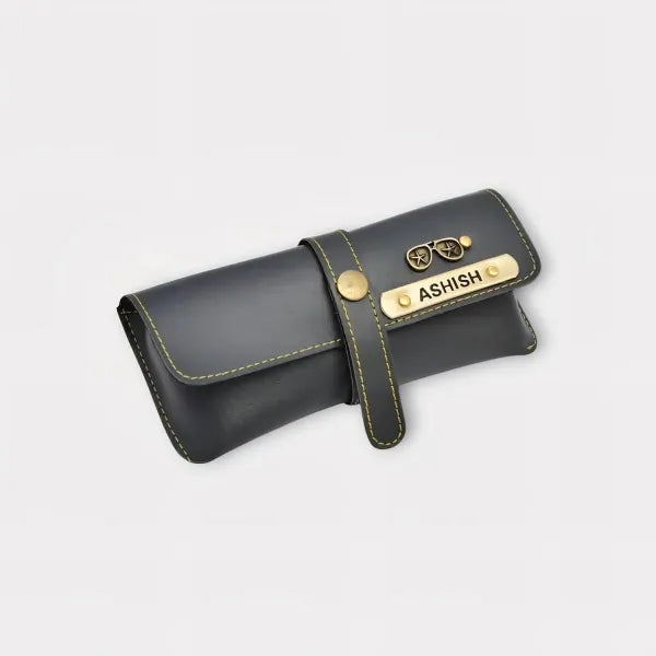 Personalized Name & Charm Leather Sunglass Case Cover for Men & Women