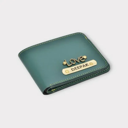 Men’s Leather Wallet Customized With Name and Your Chosen Charm