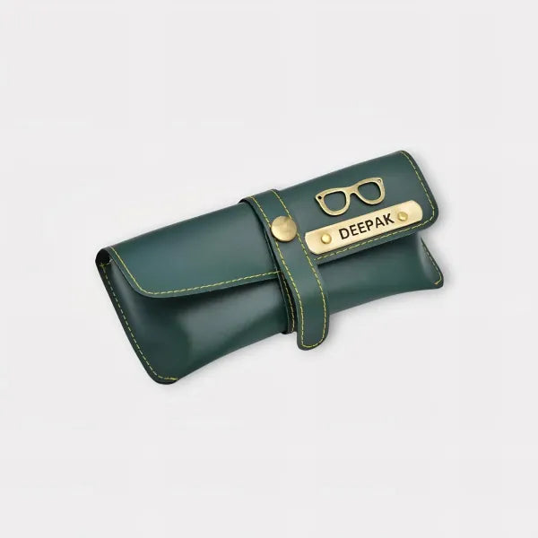 Personalized Name & Charm Leather Sunglass Case Cover for Men & Women