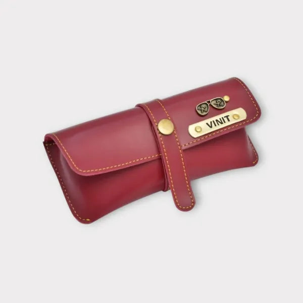 Personalized Name & Charm Leather Sunglass Case Cover for Men & Women
